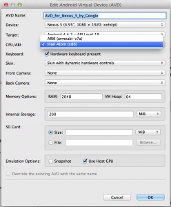 Android AVD with Intel Atom System Images